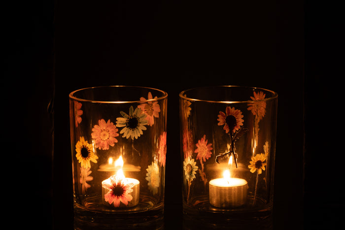 J-Line windlicht Posy - glas - transparant|mix - large - 2