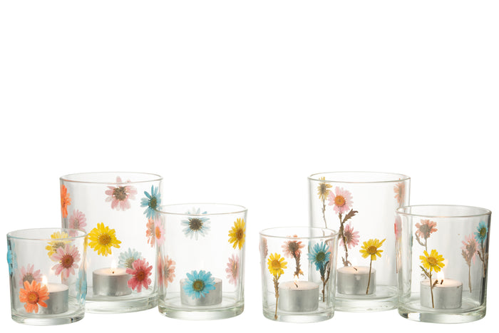 J-Line windlicht Posy - glas - transparant|mix - large - 2