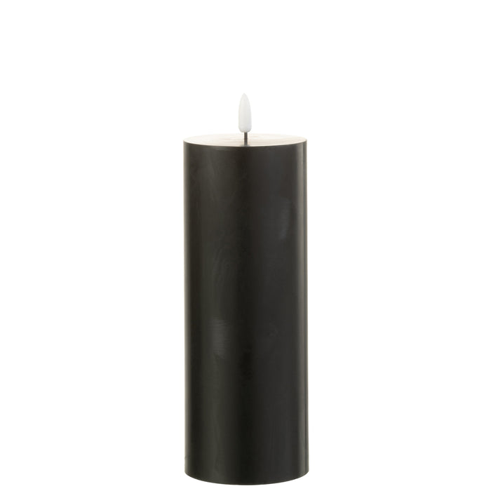 J-Line cilinderkaars - zwart - large - LED lichtjes