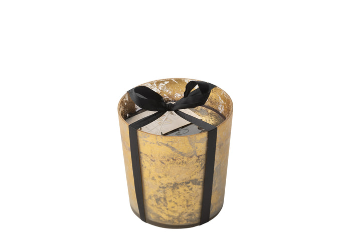 J-Line geurkaars M-Chic - Oud & Amber - glas - goud|zwart -