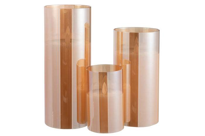 J-Line lamp blinkend - glas - goud - large - LED lichtjes