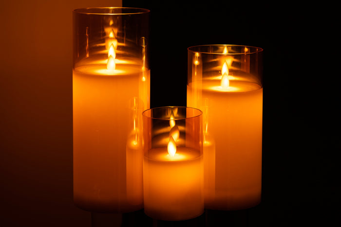 J-Line lamp blinkend - glas - goud - large - LED lichtjes