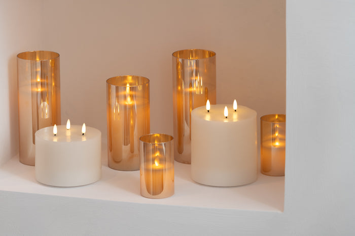 J-Line lamp blinkend - glas - goud - large - LED lichtjes