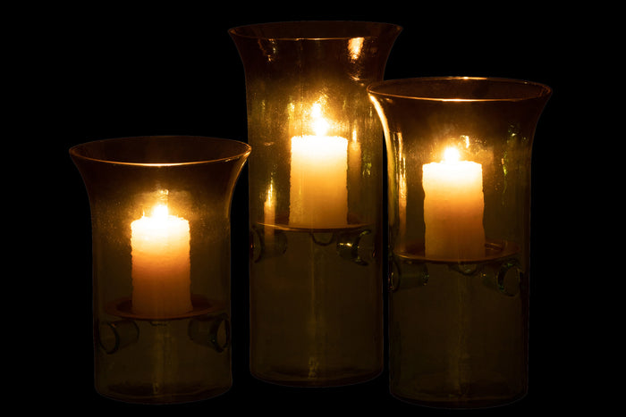 J-Line kaarshouder Bord - glas|metaal - groen - 3 stuks