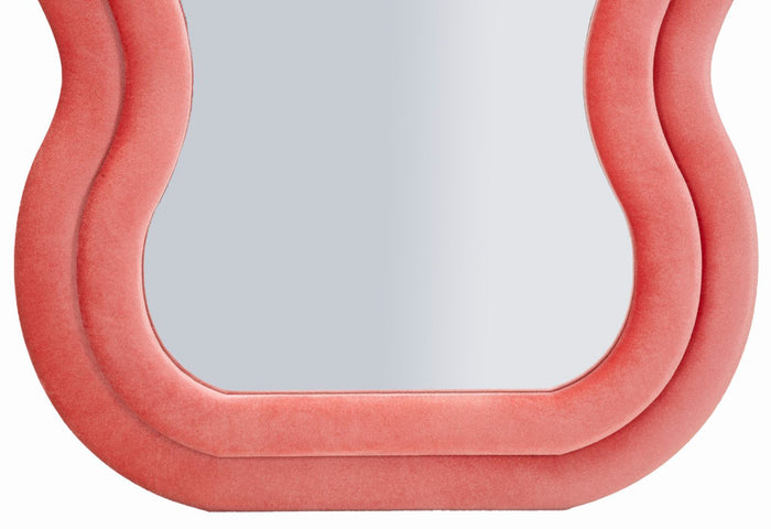 Wandspiegel met roze fluwelen lijst, 60x6x160 cm