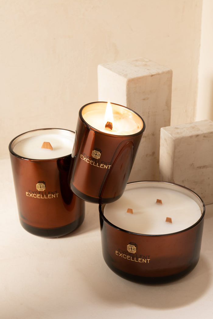 J-Line geurkaars Excellent - Siberia Fir - glas - bruin - small - 50U