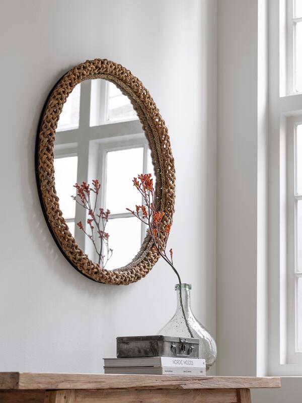 MUST Living Mirror Puerto Rico,Ø80 cm, abaca