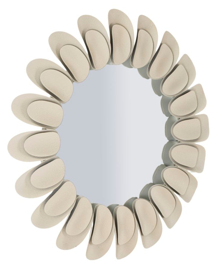 Crèmekleurige metalen wandspiegel, ø 85x6 cm