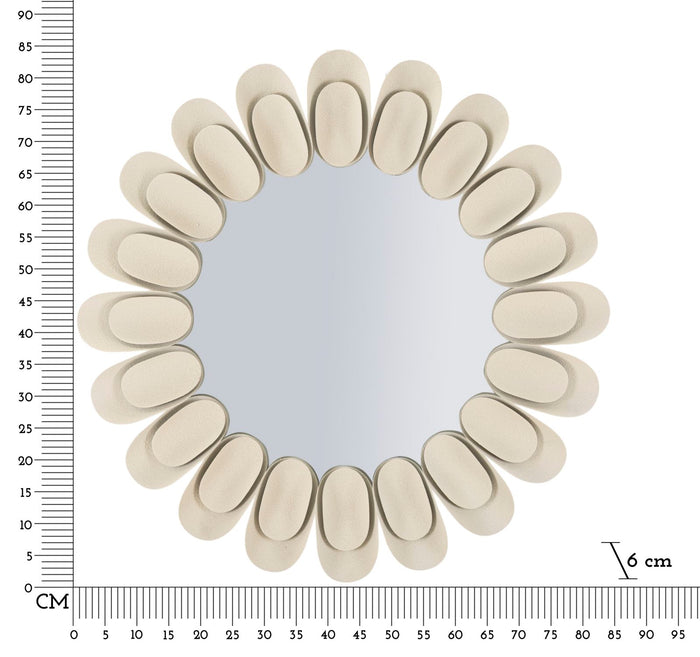 Crèmekleurige metalen wandspiegel, ø 85x6 cm