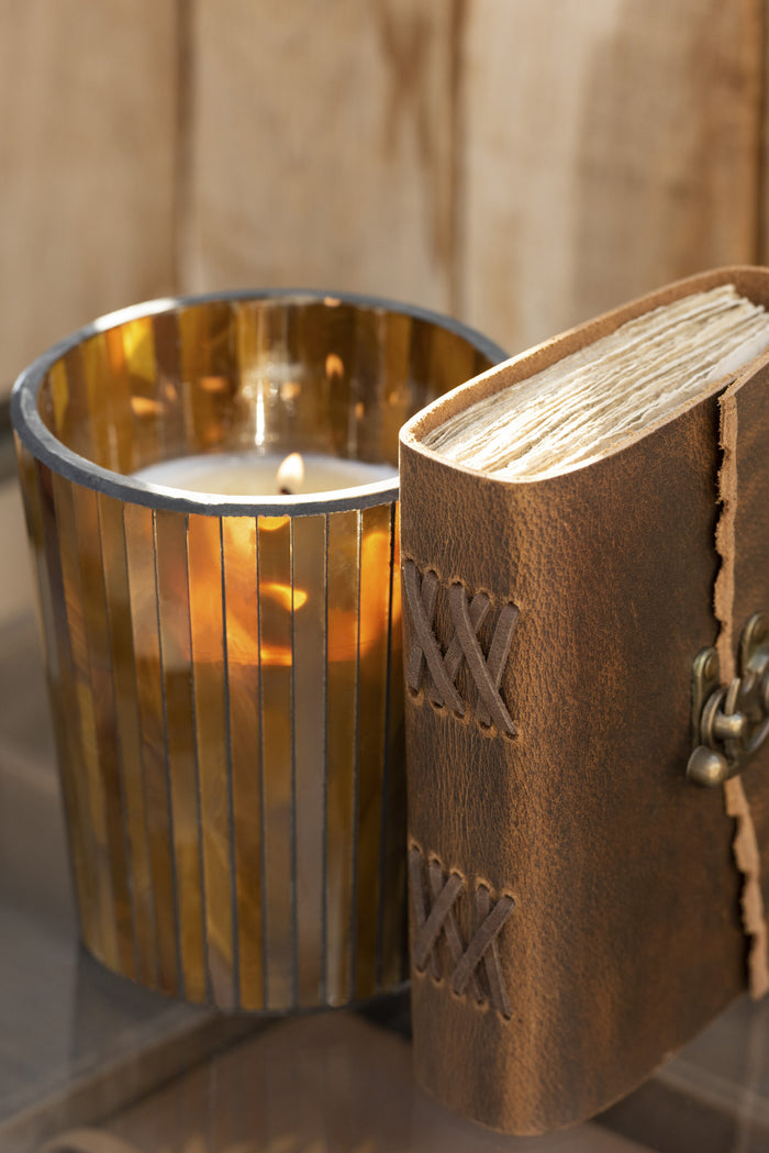 J-Line geurkaars Noa - Zesty Sunburst - glas - oker - medium