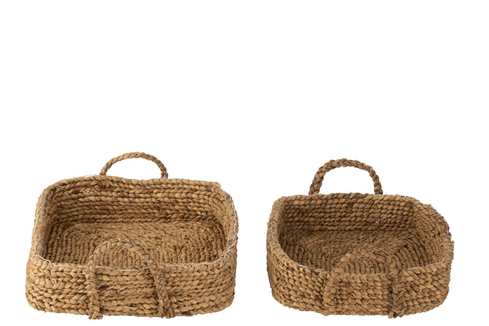 J-Line mand - jute|waterhyacint - naturel - 2 stuks