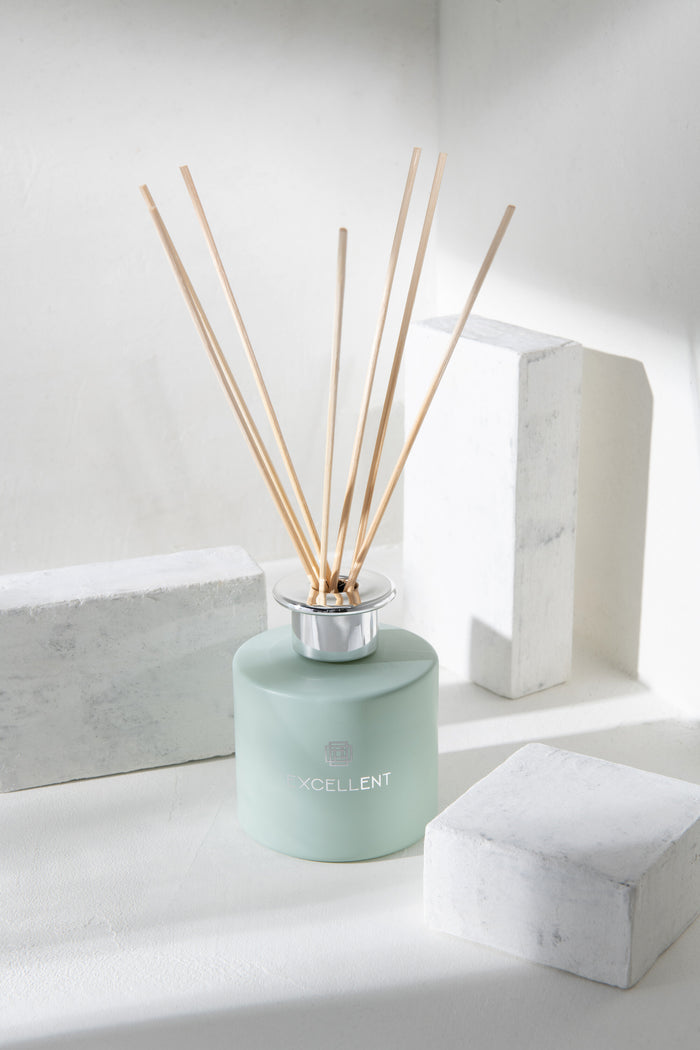 J-Line geurolie + stokjes Excellent – Bergamot Wood - glas – muntgroen