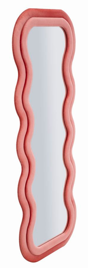 Wandspiegel met roze fluwelen lijst, 60x6x160 cm