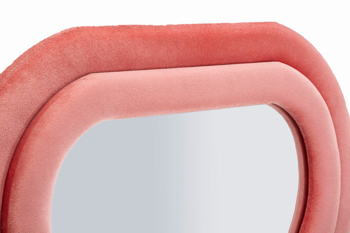 Wandspiegel met roze fluwelen lijst, 60x6x160 cm