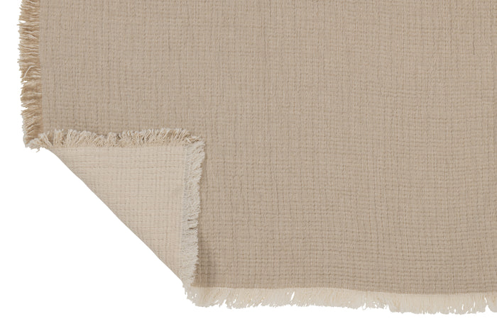 J-Line plaid Franjes Mousseline - katoen - donkerbeige - 130