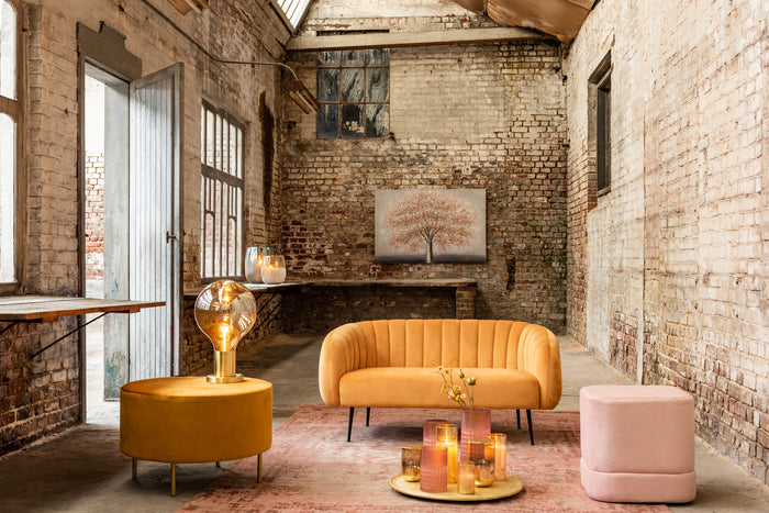 J-Line lamp Blinkend - glas - goud - small - LED lichtjes