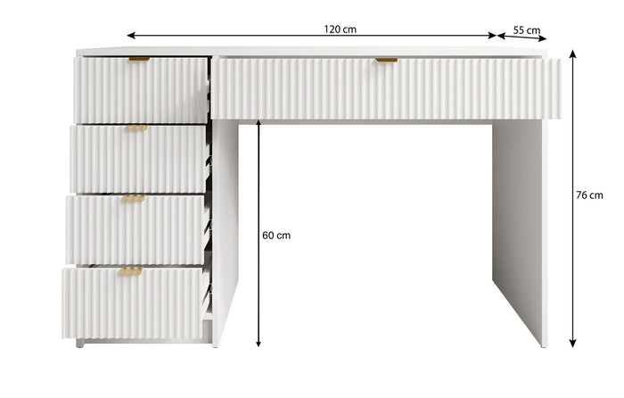 Meubella - Kaptafel Tavares - Wit - 120 cm
