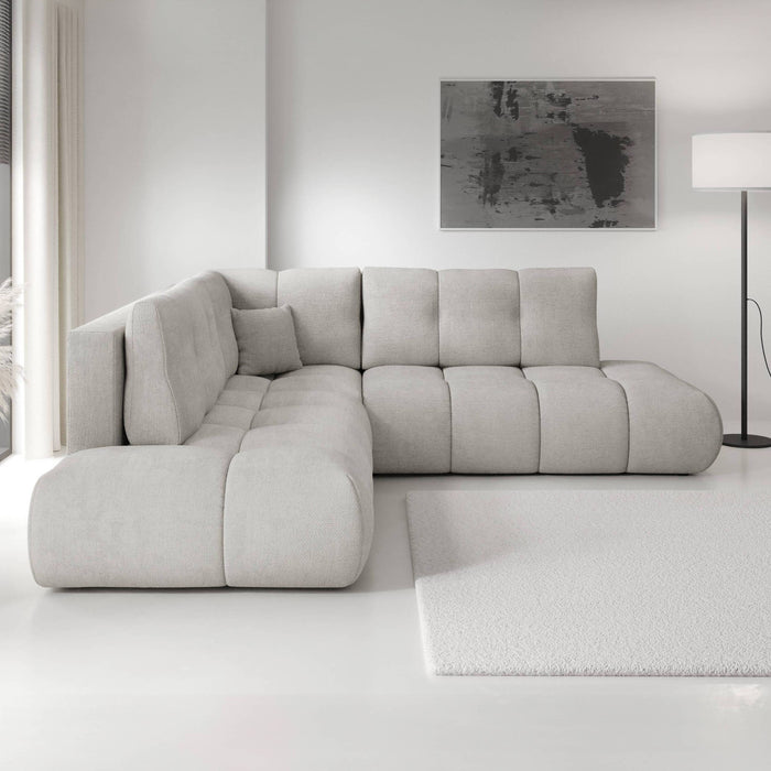 by fonQ Charme Hoekbank Links/Rechts met Slaapfunctie - Chenille - Lichtgrijs