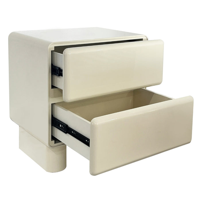 DÉJA Living - Nachtkastje Crème Glossy MDF - 57x43x57cm - Sauda