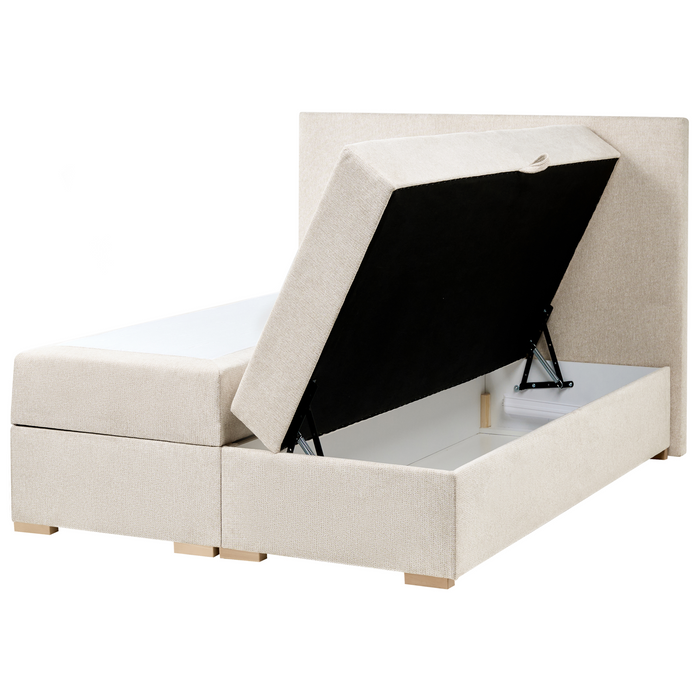 Beliani - MAJOR - Boxspring - Lichtbeige - 120 x 200 cm - Stof