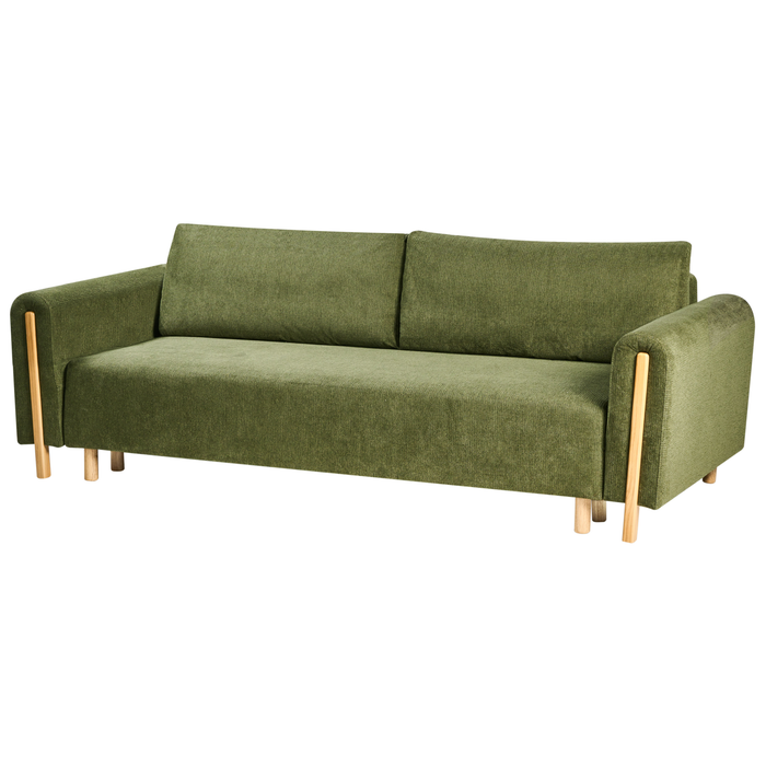 Beliani - KVAM - Slaapbank 3-zits opbergruimte - Groen - Polyester