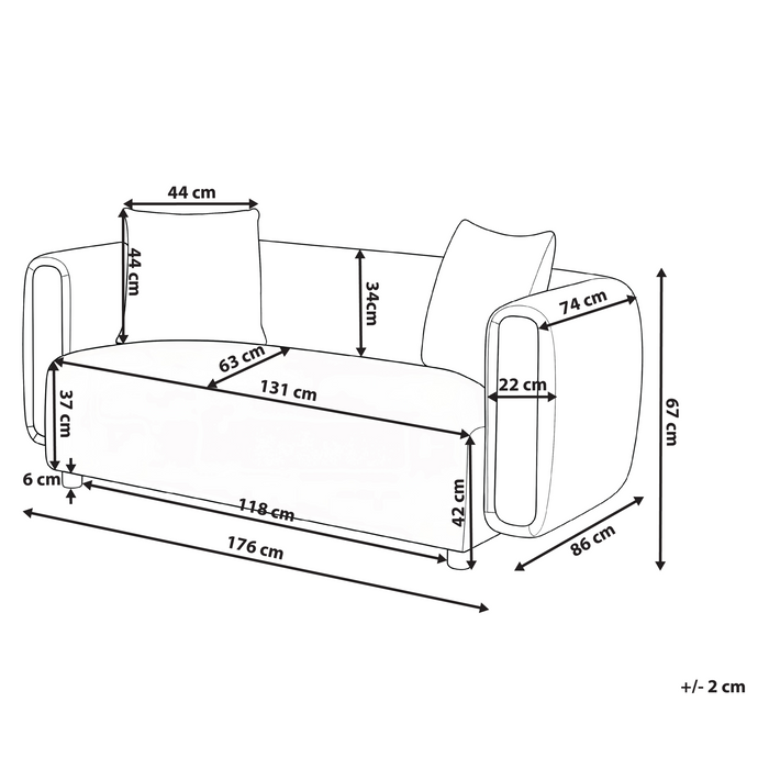 Beliani - LILLEROD - Tweezitbank - Wit - Polyester