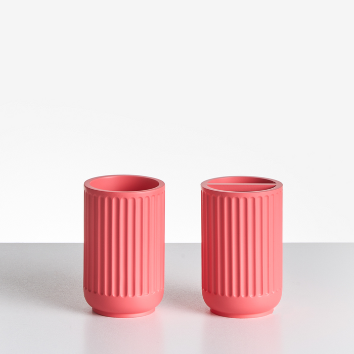 Beliani - HUARMEY - Badkameraccessoireset - Rood - Polyresin