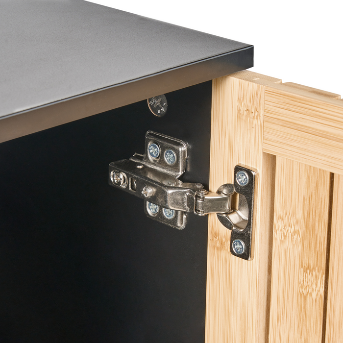 Beliani-MISCANTI-Badkamerkast-Lichtbruin|Zwart-30 x 90 cm-Bamboehout