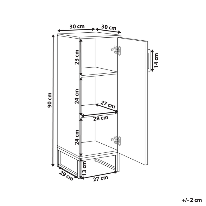 Beliani-MISCANTI-Badkamerkast-Lichtbruin|Zwart-30 x 90 cm-Bamboehout