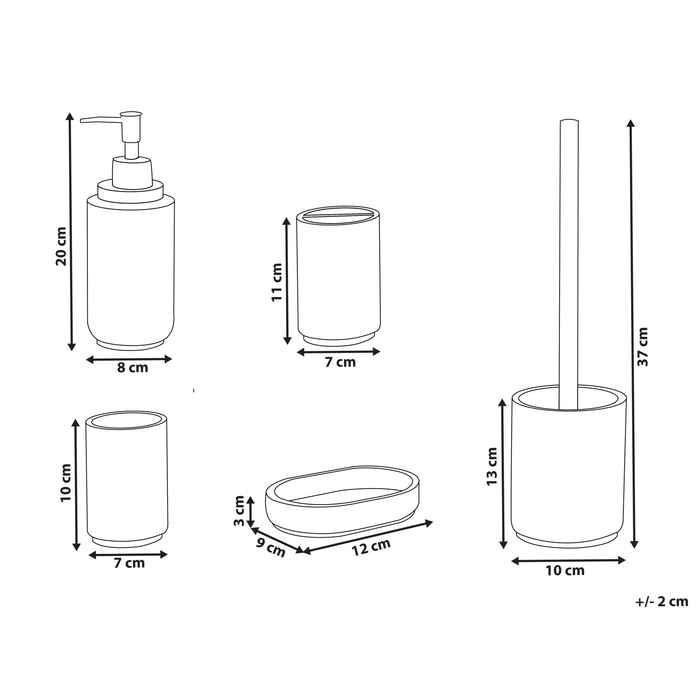 Beliani - HUARMEY - Badkameraccessoireset - Lichtgrijs - Polyresin