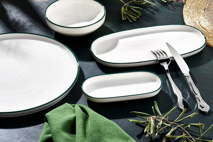 Rinart Dinerbord - Green Edge - Porselein - 30 cm - set van 6