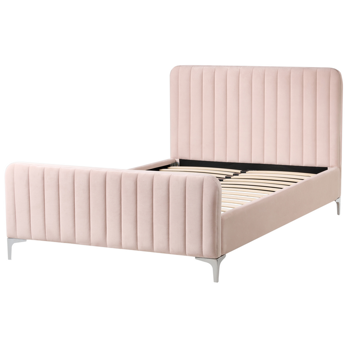 Beliani - LUNAN - Bed - Pastelroze - 120 x 200 cm - Fluweel