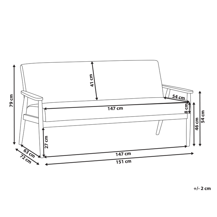 Beliani - ESRUM - Driezitsbank - Grijs|Donkerbruin - Polyester