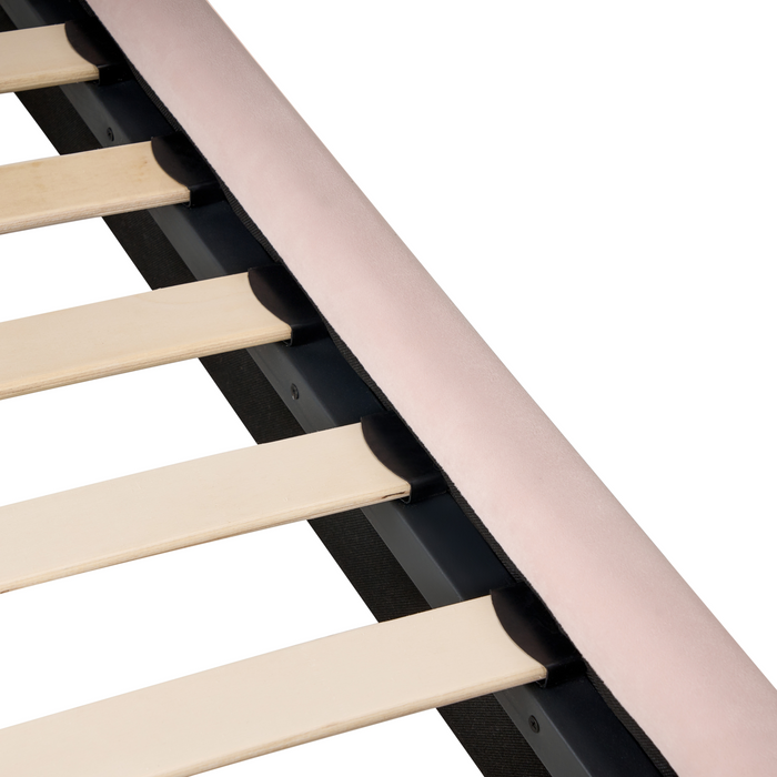 Beliani - LUNAN - Bed - Pastelroze - 120 x 200 cm - Fluweel