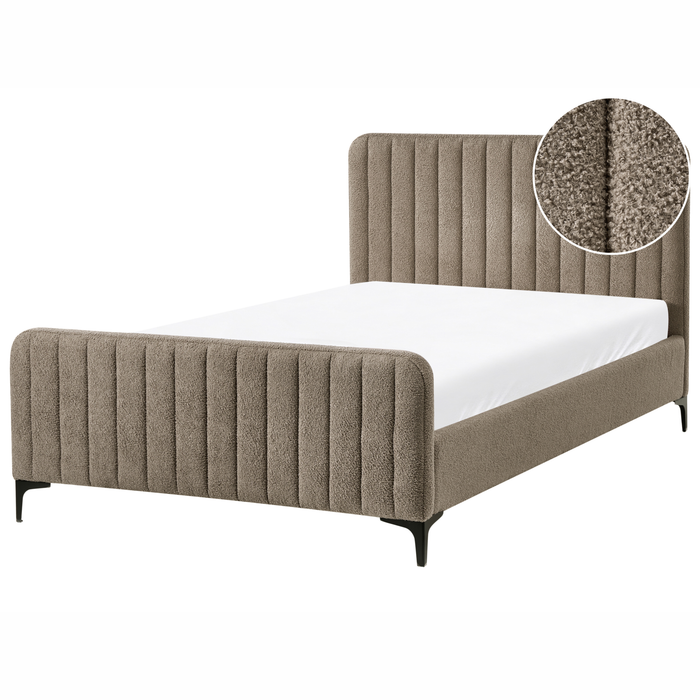 Beliani - LUNAN - Tweepersoonsbed - Taupe - 120 x 200 cm - Bouclé