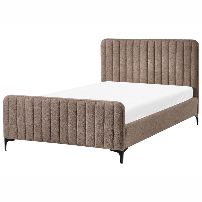 Beliani - LUNAN - Tweepersoonsbed - Taupe - 120 x 200 cm - Bouclé