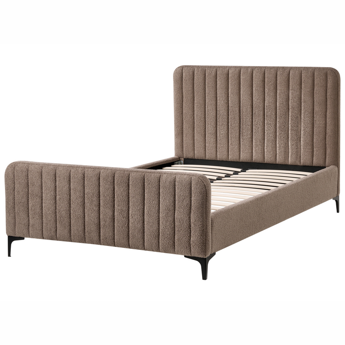 Beliani - LUNAN - Tweepersoonsbed - Taupe - 120 x 200 cm - Bouclé