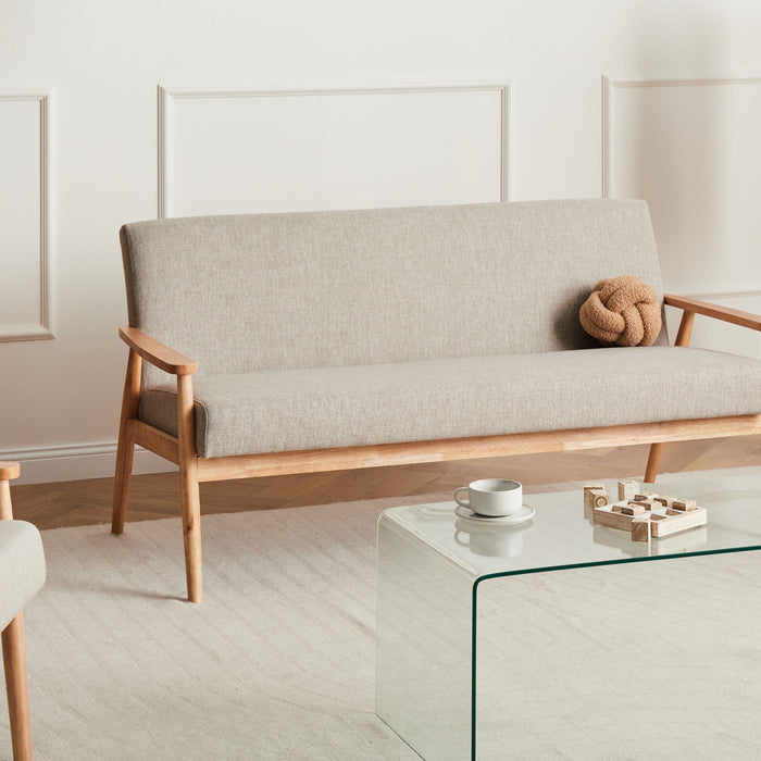 Beliani - ESRUM - Driezitsbank - Grijs|Lichtbruin- Polyester