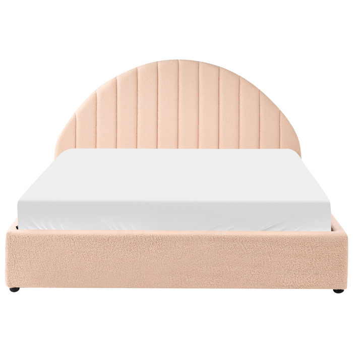 Beliani-CHADENET-Bed met opbergruimte-Perzikroze-160 x 200 cm-Bouclé