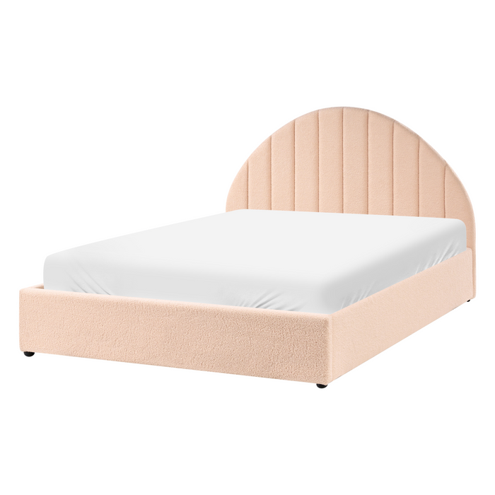 Beliani-CHADENET-Bed met opbergruimte-Perzikroze-140 x 200 cm-Bouclé