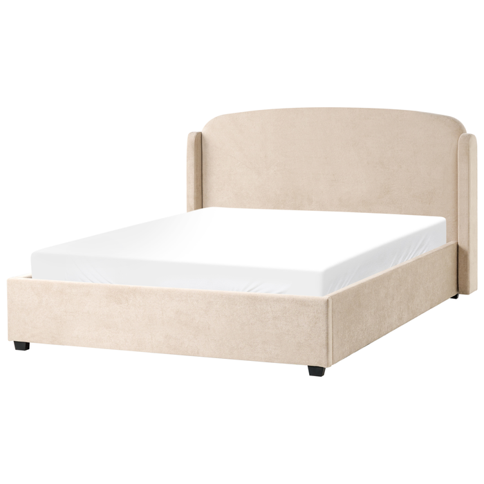 Beliani-BERNAY-Bed met opbergruimte -Taupe-160 x 200 cm-Polyester