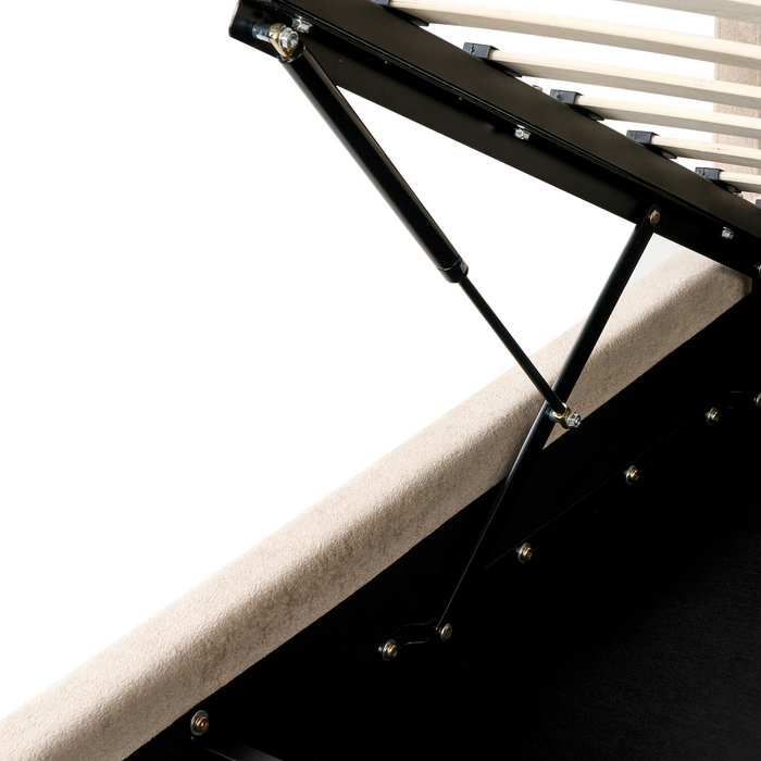 Beliani-BERNAY-Bed met opbergruimte -Taupe-160 x 200 cm-Polyester