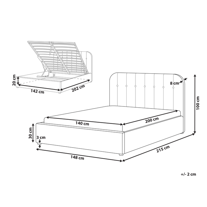 Beliani-CHALLANS-Bed met opbergruimte-Off-white-140 x 200 cm-Stof