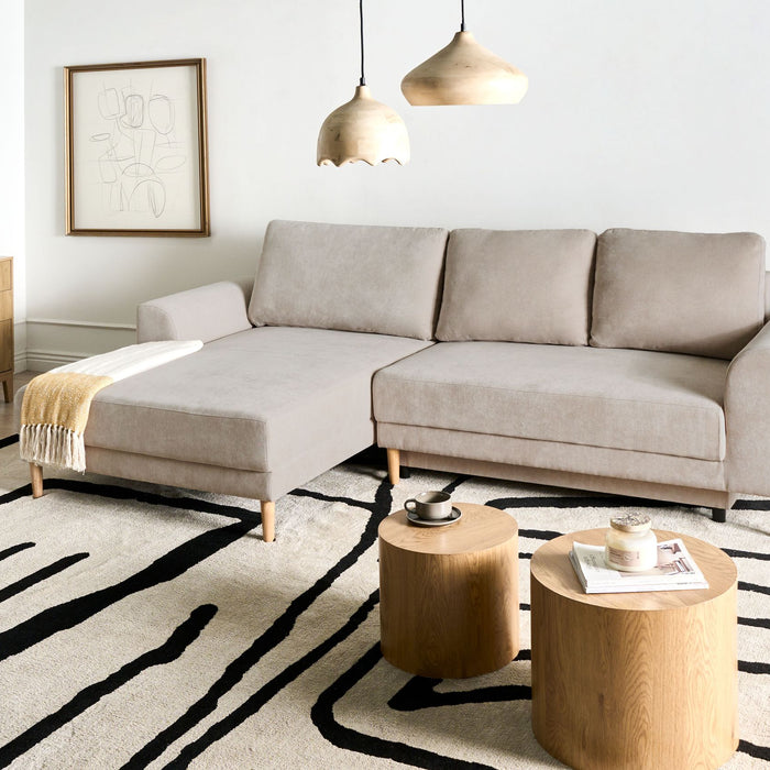 Beliani-NUBORG-Hoekslaapbank 3-zits-Lichtbeige-Rechtszijdig-Chenille