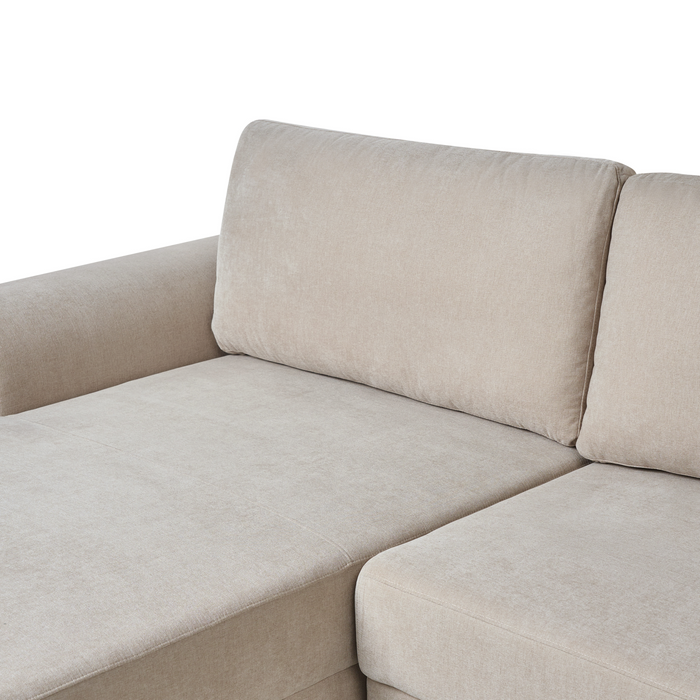 Beliani-NUBORG-Hoekslaapbank 3-zits-Lichtbeige-Rechtszijdig-Chenille