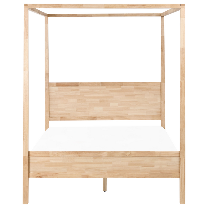 Beliani-HAUTERIVES-Hemelbed-Lichtbruin-160 x 200 cm-Rubberhout
