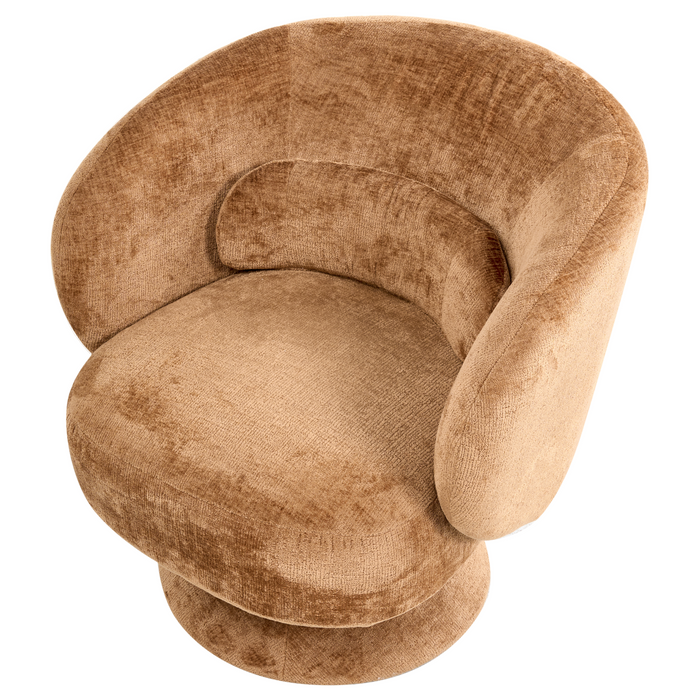 Beliani - LIEKSA - Draaifauteuil - Goudbruin - Chenille