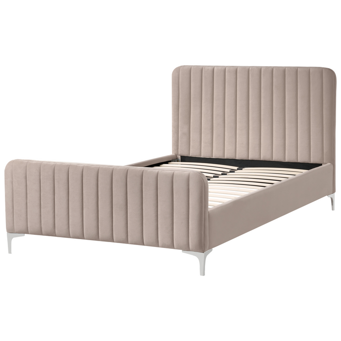 Beliani - LUNAN - Bed - Taupe - 120 x 200 cm - Fluweel