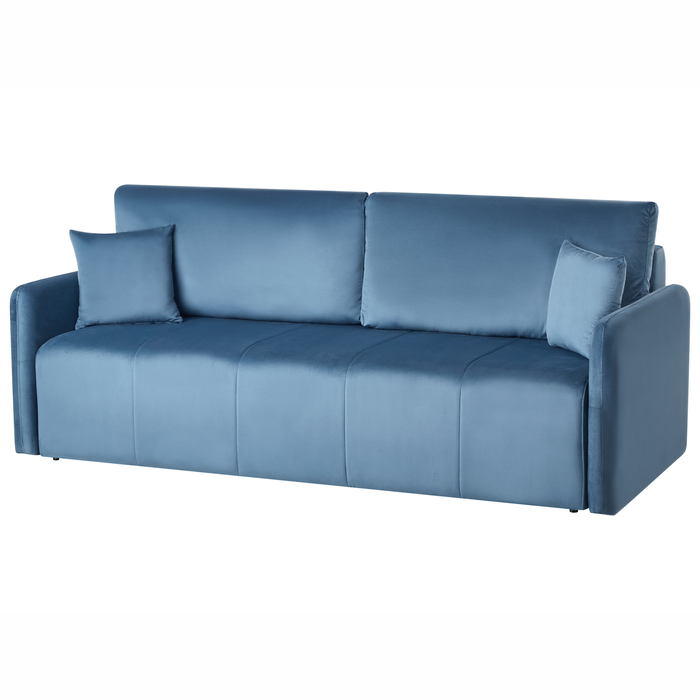 Beliani - EGGE - Driezitsbank - Blauw - Fluweel