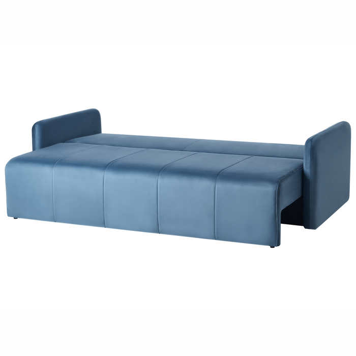 Beliani - EGGE - Driezitsbank - Blauw - Fluweel